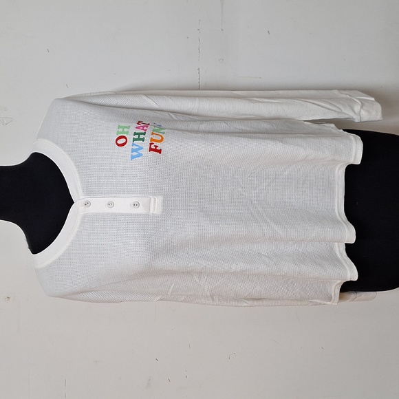NEW! Women's "Oh What Fun" Thermal White Top - Wondershop - Picture 2 of 8
